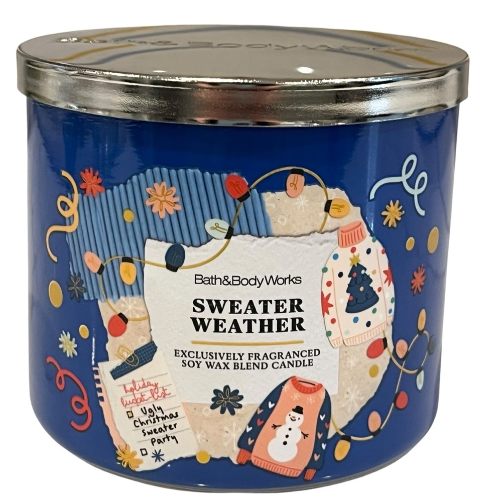 Bath & Body Works Sweater Weather 3 Wick Candle 14.5 oz NEW Fresh Sage Juniper
